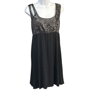 Vintage Y2K LuLuvia Sequin Mini Dress Art Deco Flapper ID51604 Black Size Medium